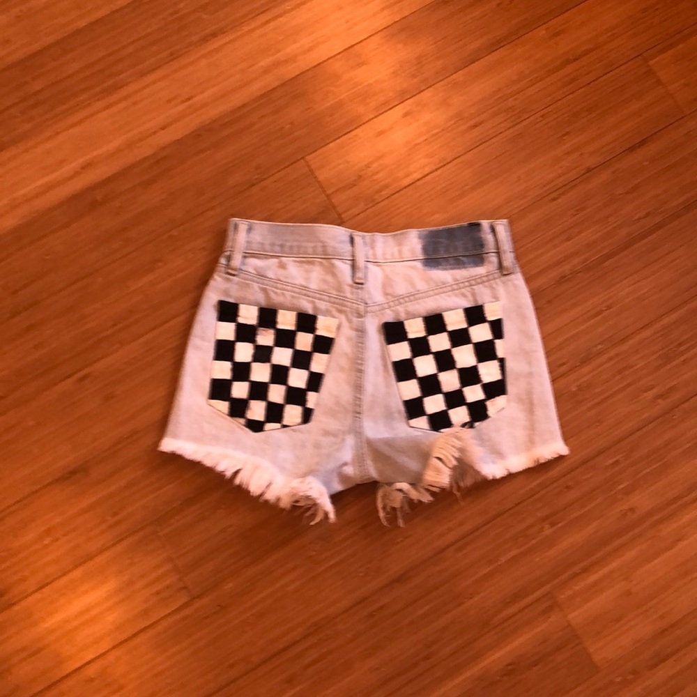 Denim Checkered shorts